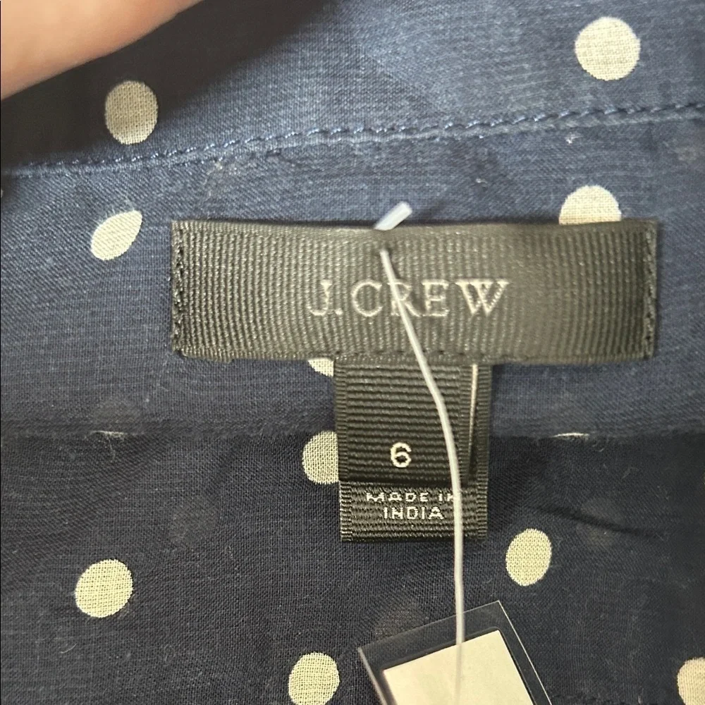 J. Crew Dark Blue Top with White Dots